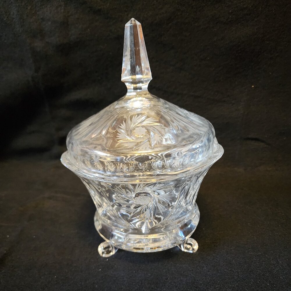 Vintage German Bleikristall Lead Crystal 3 Footed Lidded Decorative Candy Dish